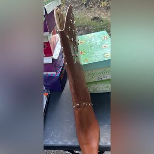 Studded Brown Mid-Calf Women's Boot